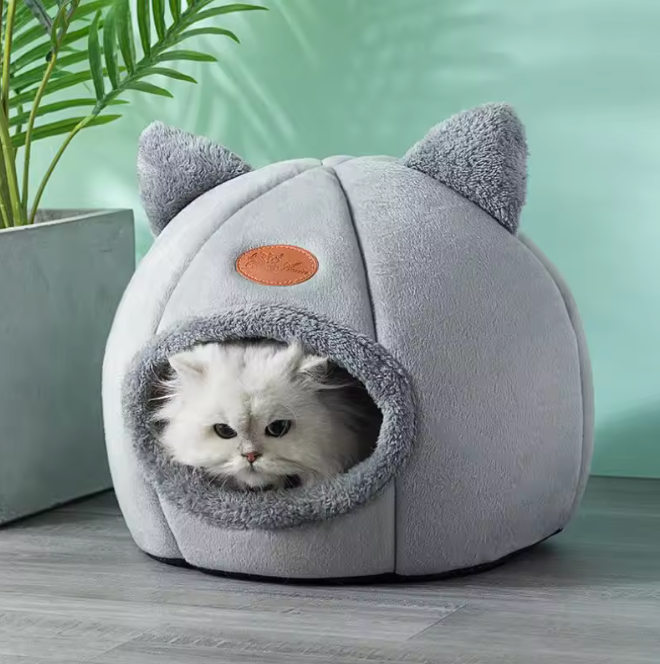 Niche Douillette pour Chat - Design Tête de Chat