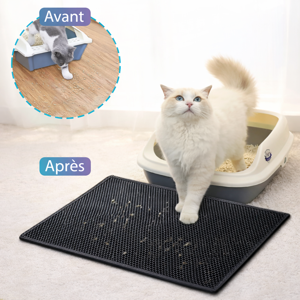 Tapis à Litière pour Chat en EVA Double Couche - Anti-Dispersion