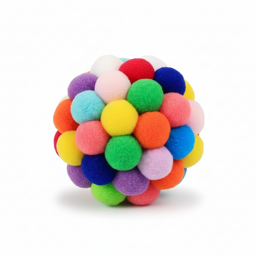Balle Pompon Multicolore avec Grelot pour Chat