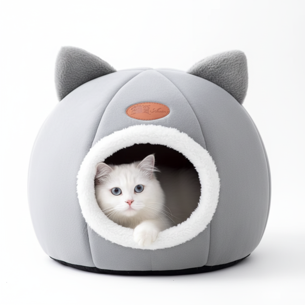 Niche Douillette pour Chat - Design Tête de Chat